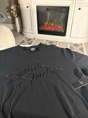 Fashion Nova Black Long Sleeve Embroidered Logo Tee